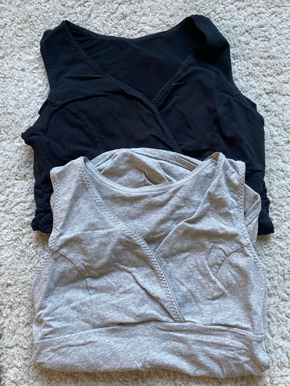 Women's Maternity/Nursing Tank Tops - Black & Light Gray